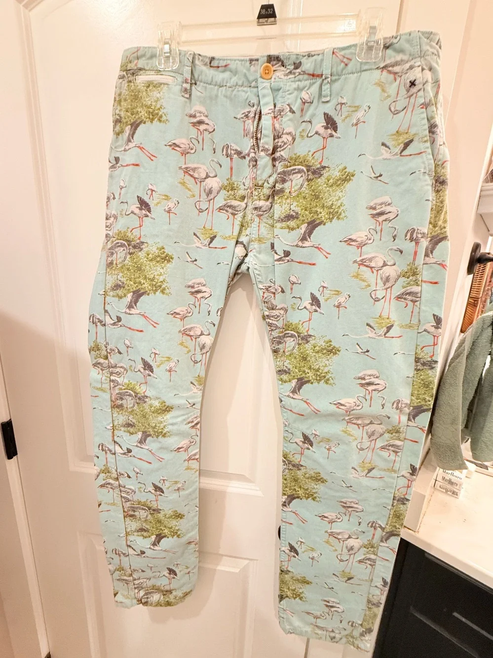 Scotch & Soda Light Blue Flamingo-Print Chinos - Picture 1 of 6